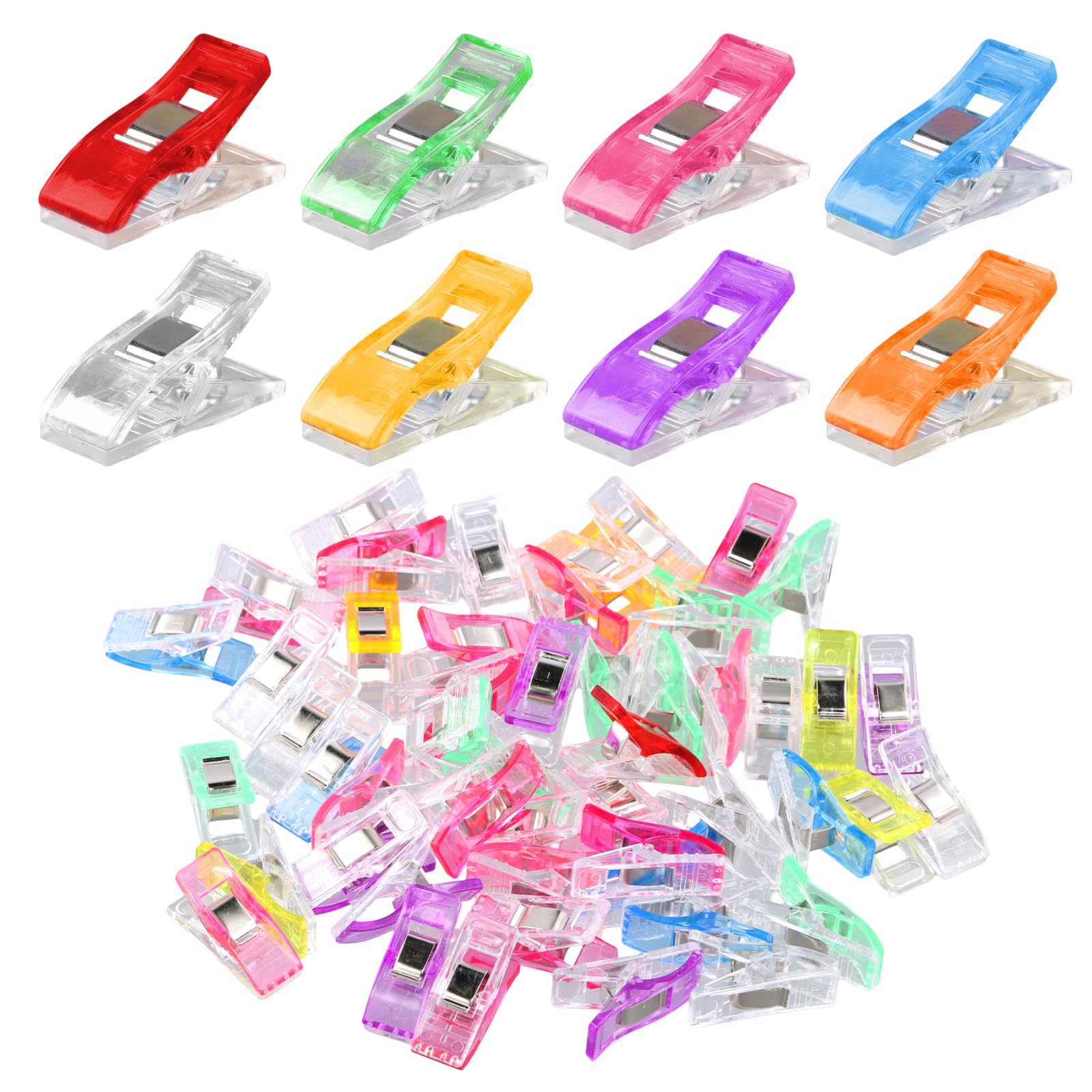 Mollette Per Cucito 50 Pezzi, Clip Cucito Multiuso, Plastica Trasparente, Pinze Fai Da Te In Tessuto, Set Cucito Premium