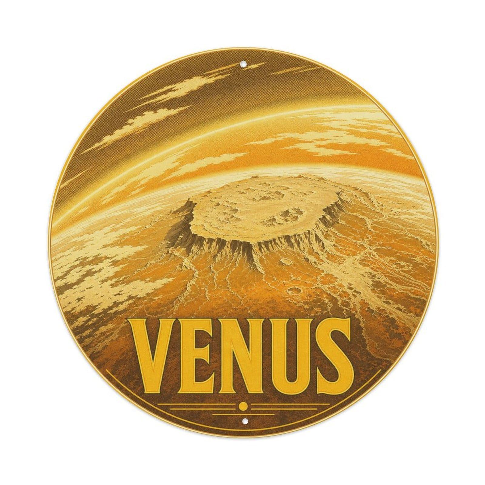 Space Exploration Starry Sky Venus Golden Planet Metal Tin Sign