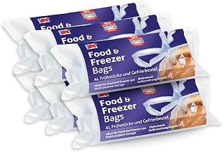 Kordis 300 Tie Handle Freezer Bags, Medium Food Storage Bags 4L | Tie Handles, Blue Tinted, Food and Freezer Safe, Strong, Leak and Tear Resistant, 4L Capacity, 6 Packs of 50 Bags - 26 x 40cm