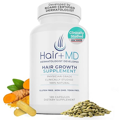 Hair Plus MD Suplemento para el Crecimiento del Cabello, 120 Cápsulas – Apoya el Crecimiento y la Densidad del Cabello – Desarrollado por