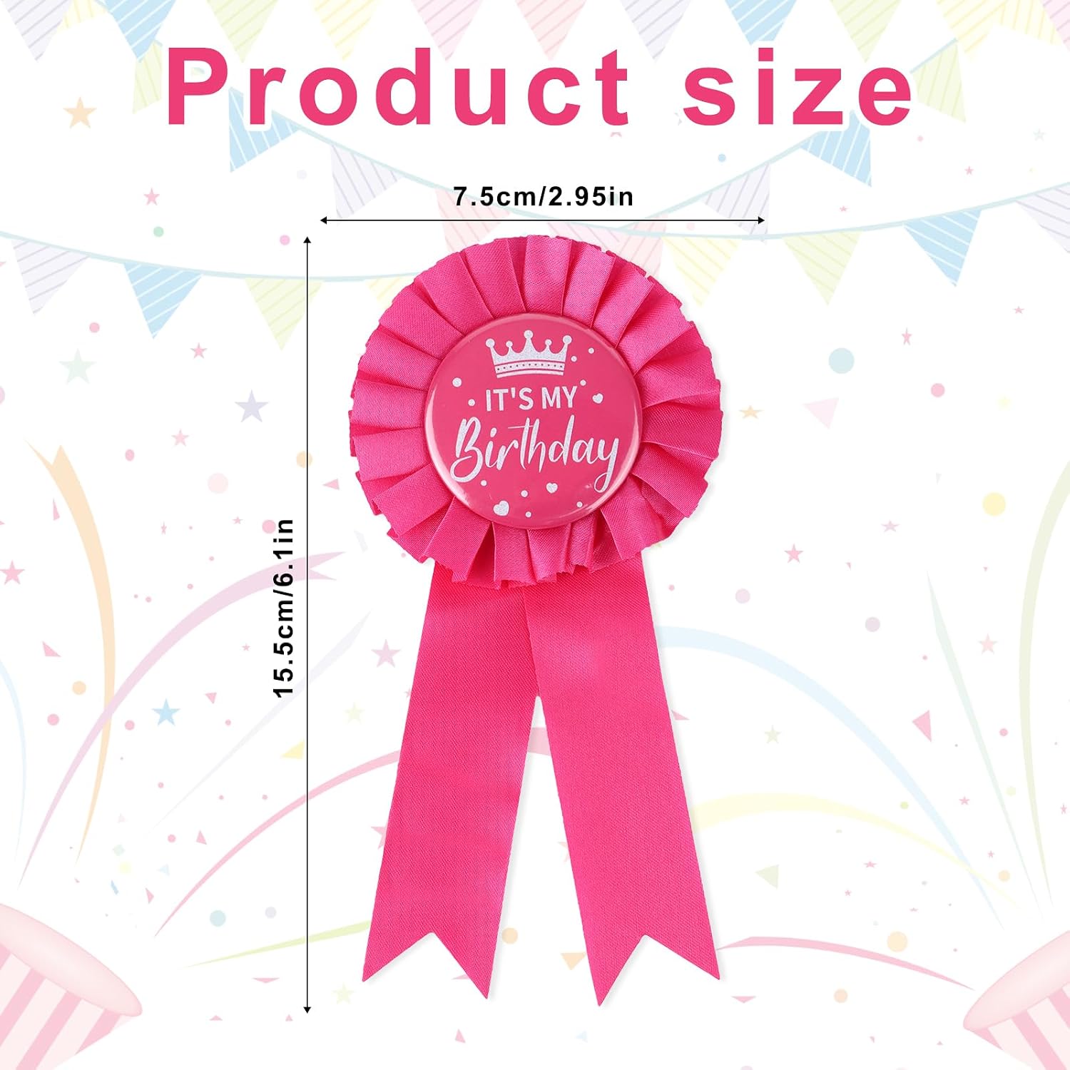 It’s My Birthday Brooch Pin, Satin Happy Birthday Ribbon Badge Button Ideal Themed Party Decorations Awards & Celebrations Supplies for Women and Men