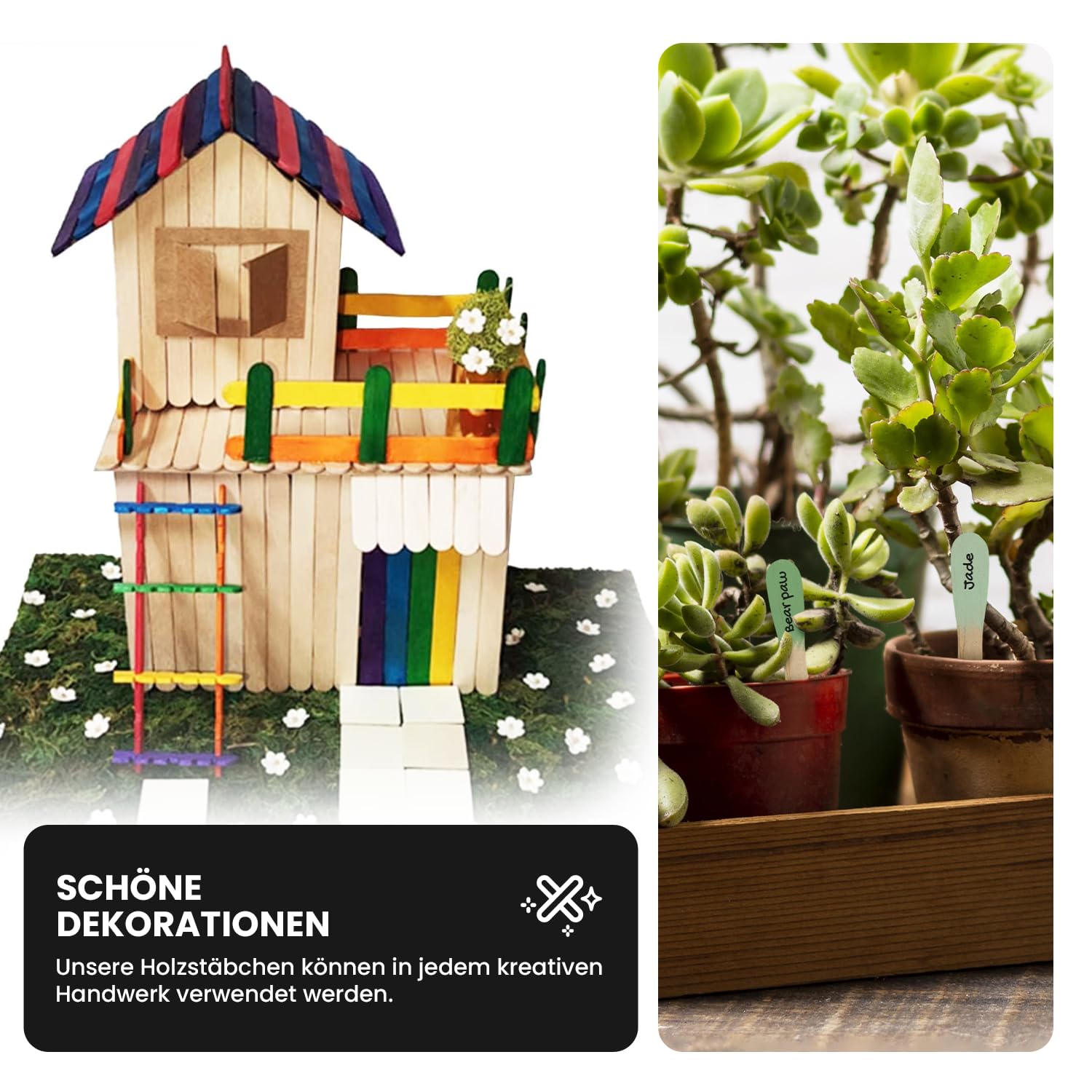 100 Bastoncini Legno Colorati - Per Lavoretti Creativi, Decorazioni Fai Da Te - Foto 6