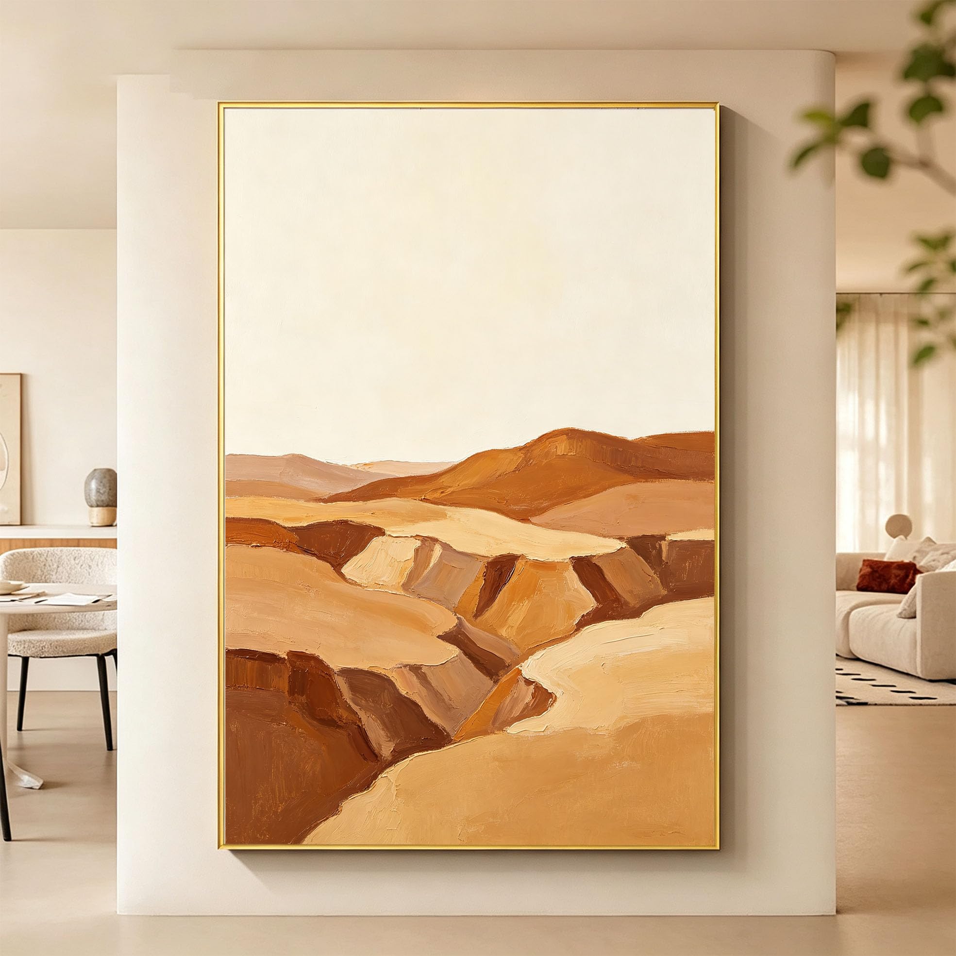 100% Handgemaltes Ölgemälde Wüstenlandschaft Großes Leinwand Ölgemälde Rahmenlos Moderne Wandkunst Für Das Wohnzimmer Minimalistische Wohndekoration 30 X 50 Cm (12 X 20 Zoll)