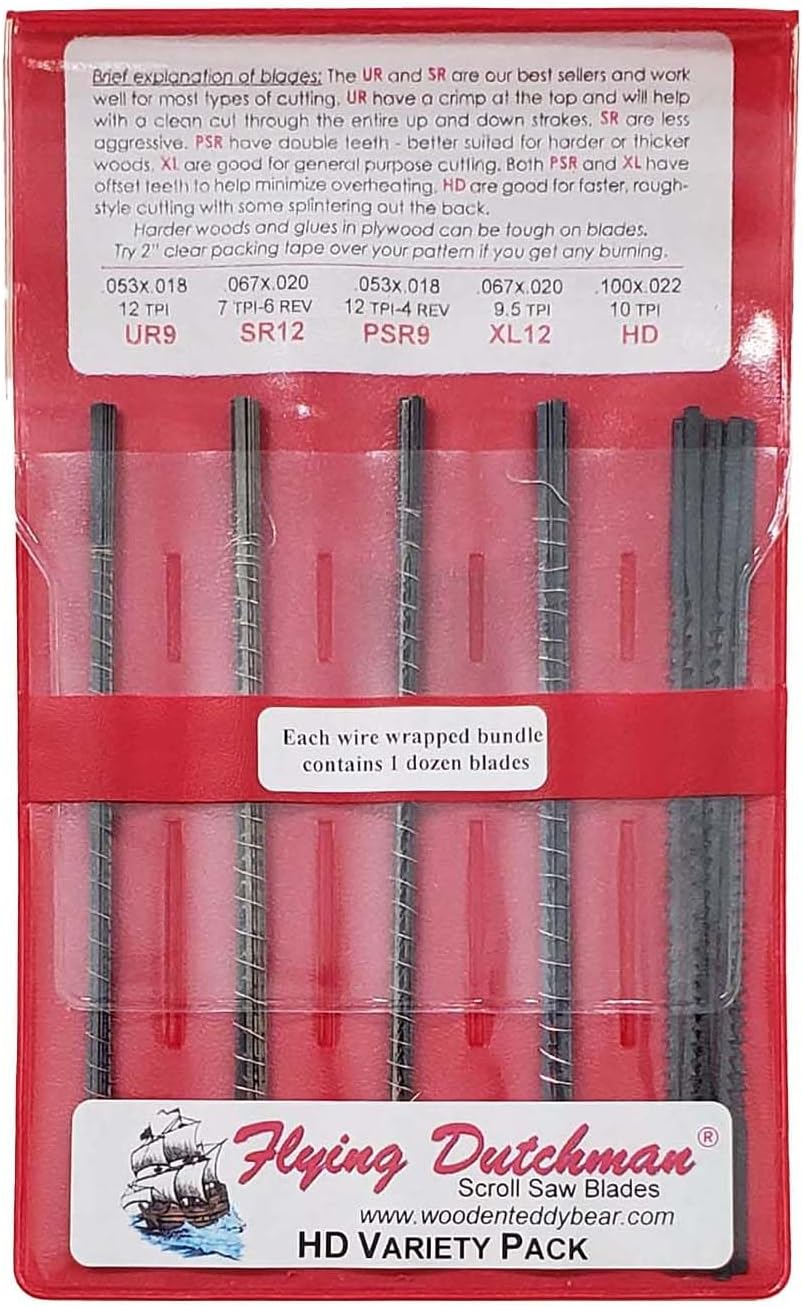 Flying Dutchman Heavy Duty Five Dozen Pinless Scroll Saw Blade Variety Pack