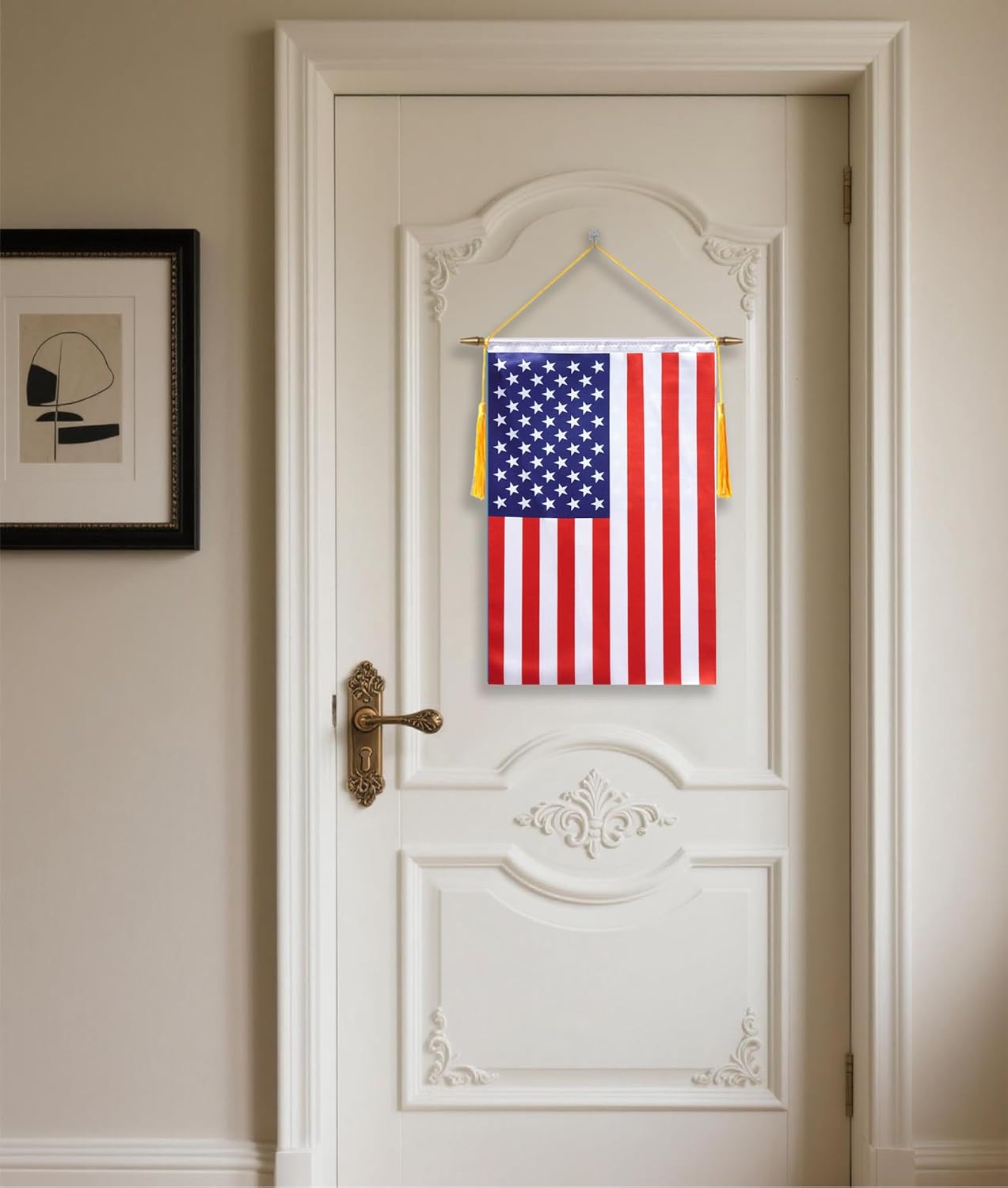 18x12 Inch USA Wall Banner Flag,Wooden Hanging Pole and Double Satin Finish,American Hanging Flag,for House Room,School Classroom, Club and Door - Image 6