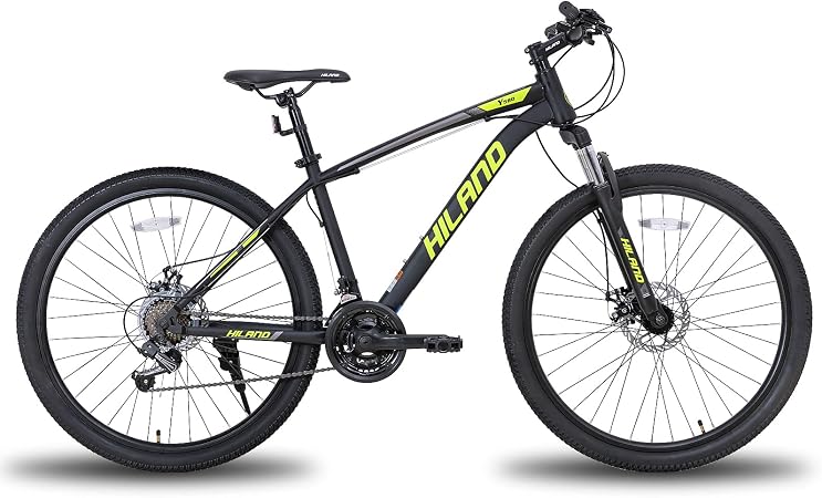 Hiland - Mountain bike da 26 27,5 pollici, con telaio in acciaio, forcella  ammortizzata per bicicletta, Urban Commuter City, colore nero e giallo… :  Amazon.it: Sport e tempo libero
