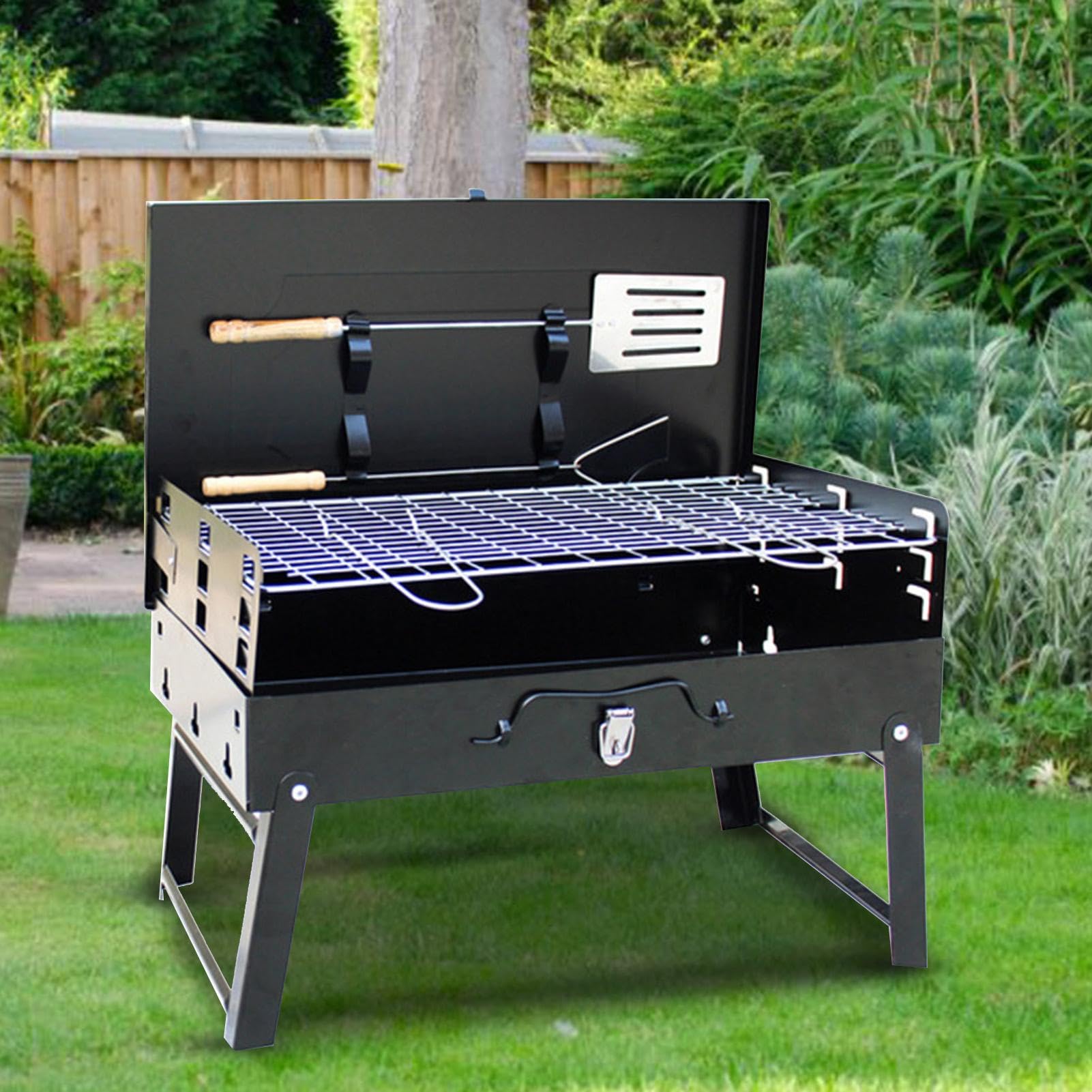 Griglia a carbone pieghevole portatile | Fornello per barbecue da esterno | a scatola | Griglia per barbecue compatta per campeggio, picnic, escursionismo e cucina all'aperto - Griglia a carbone facile