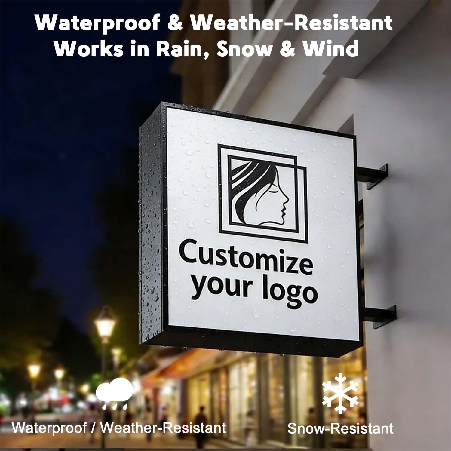 Insegna Luminosa Personalizzata Quadrata con Logo, Light Box LED Personalizzato per Negozio, Bar, Ristorante, Ufficio, Vetrina e Attività Commerciali