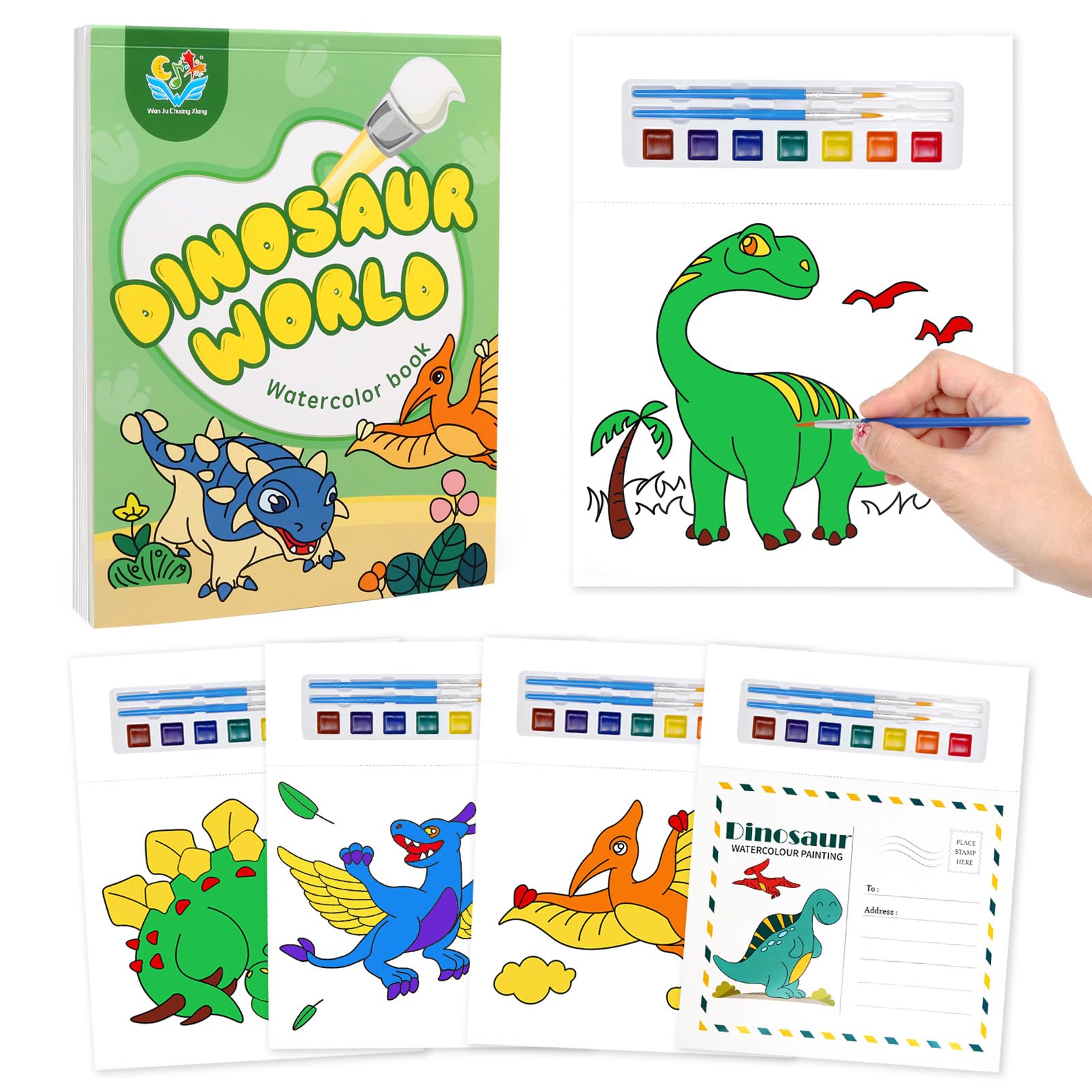 BelleStyle Pintura con Libros de Agua para Niños Pequeños, Dinosaurio Papel de Acuarela Libro Infantil Pintar, Libro Magico Agua Educativo Dibujo Juguetes Regalo para Niños Niñas 3 4 5 6 7 8 Años