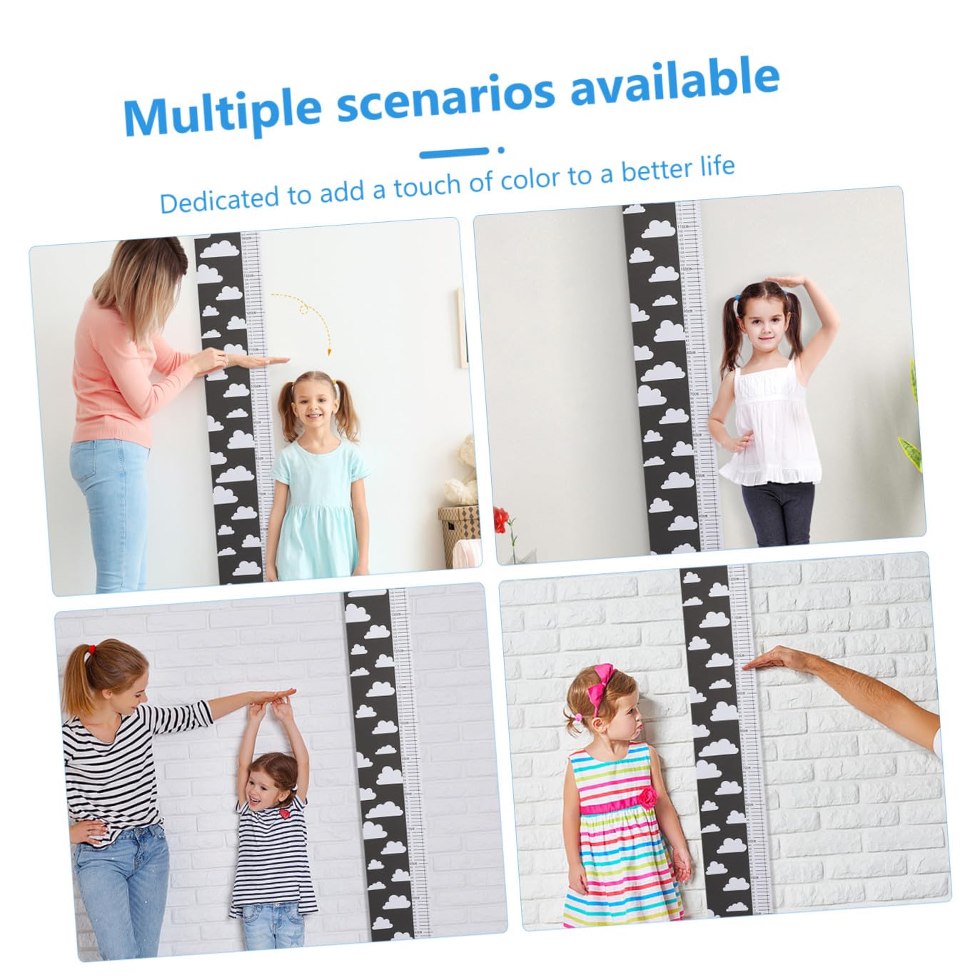 Boys and Girls's Growth Height Chart Ruler Wall Hanging Measuring Ruler Non-Toxic Material Decor