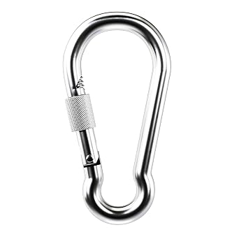 KINLINK 1 Pack Screw Locking Carabiner - 4.00 inch Heavy Duty Carabiner Clips, 304 Stainless Steel Large Caribiner for Camping, Swing, Hammock, Hiking, Weight Lifting Machine, Home Gym Equipment
