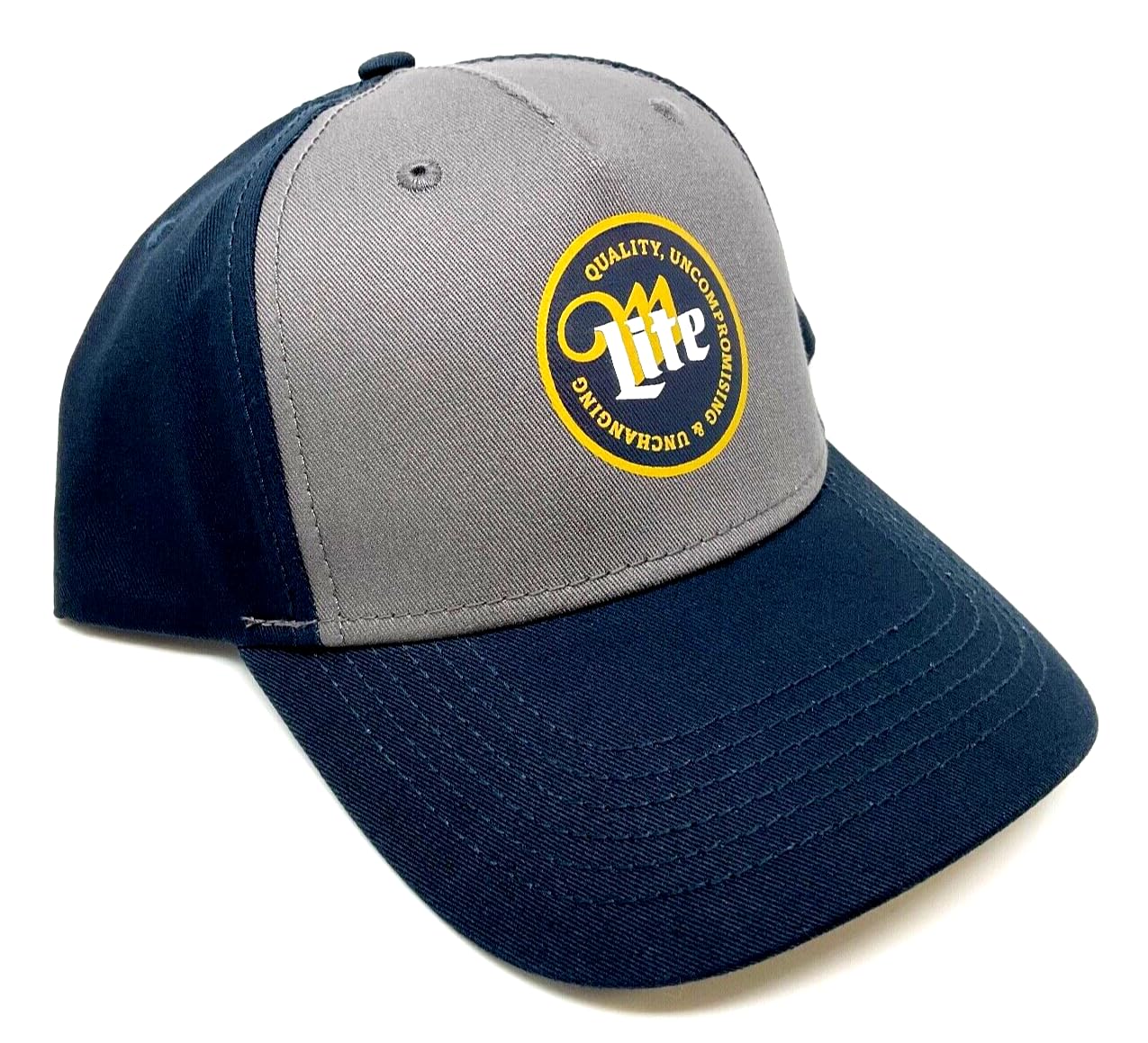 Dweebzilla Miller Lite Beer Logo Grey & Navy Blue Curved Bill Adjustable Hat