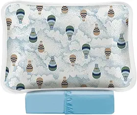 Jogo De Lençol Berço 2 Pçs Malha 100% Algodão Menino Menina 1,30x0,70 (Balão Azul)