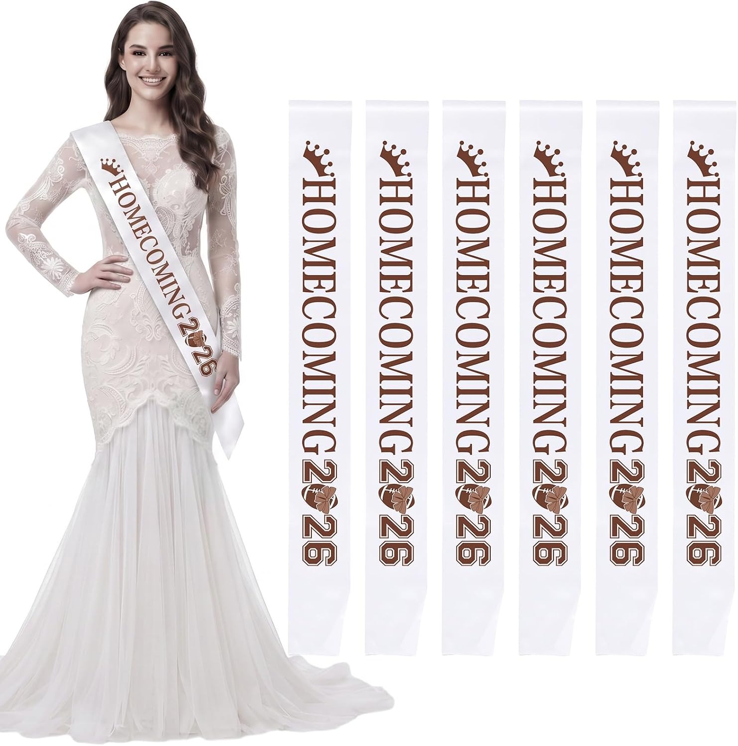Thiccywoov 6 Pcs Homecoming Court Sashes Bulk Gold Homecoming Queen Sash