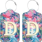 Initial Luggage Tags for Suitcases,2 Pack Personalized Luggage Tag with Privacy Name Card,Travel Bag Tags with for Women Men Kids Girls Travel Sports,Letters A