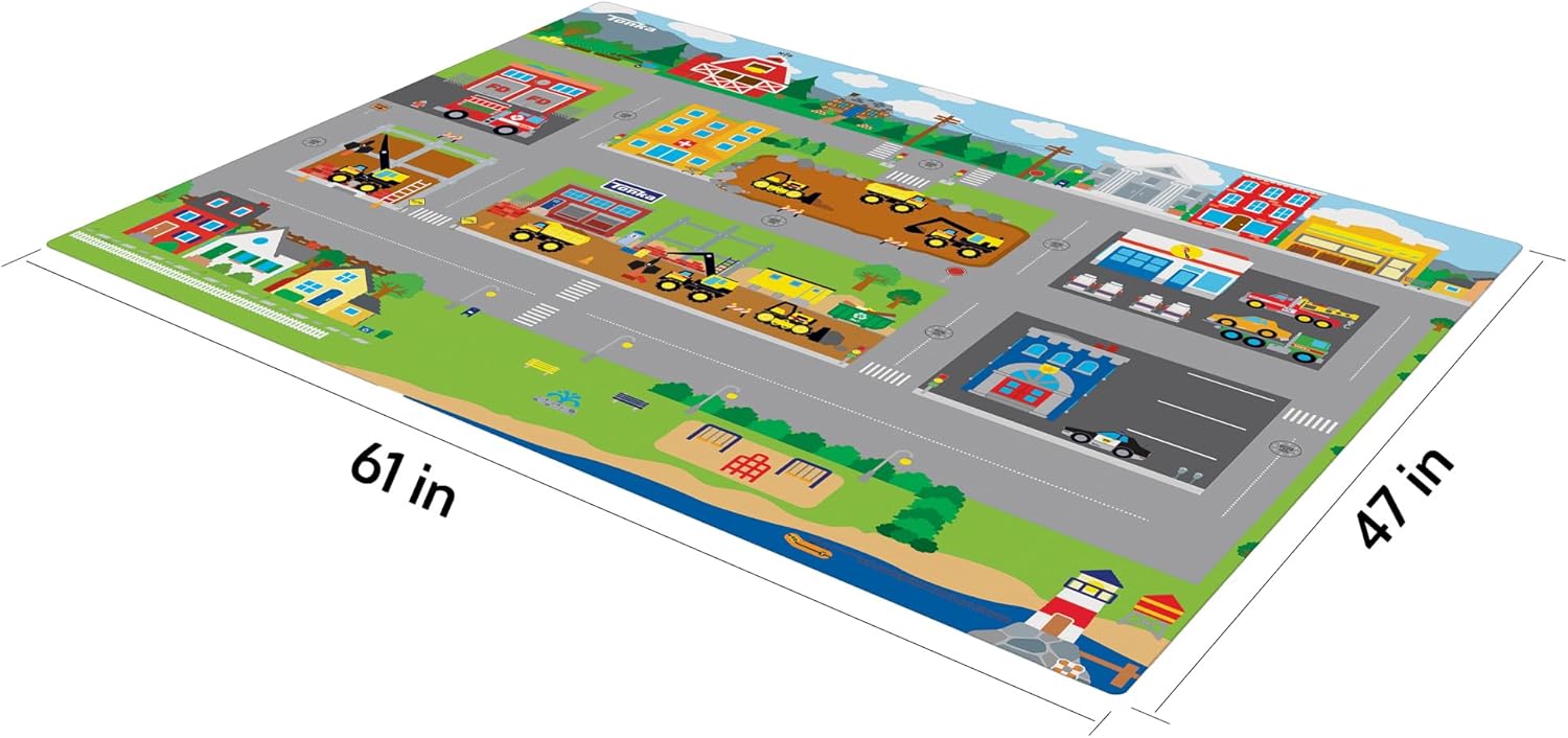 Imaginmat: Jumbo - Tonka - Floor Playmat & 2 Toy Cars, 47 x 61, 2 Character Vehicles, Durable EVA Foam Mat, Portable Design, Licensed, Kids Ages 3+