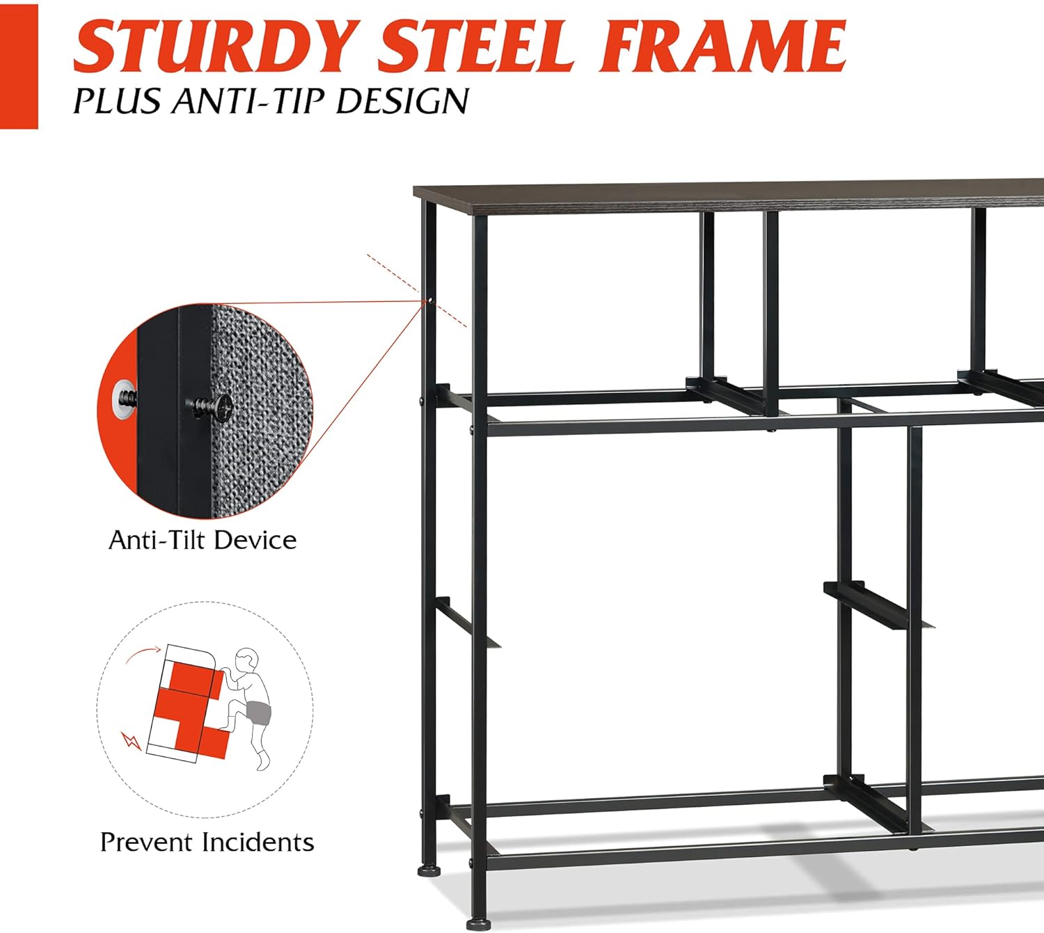 WLIVE 7 Drawer Dresser TV Stand, Entertainment Center, Media Console Table with Metal Frame and Wood Top for TV up to 45 inch, Chest of Drawers for Bedroom, Living Room, Dark Grey - Image 8