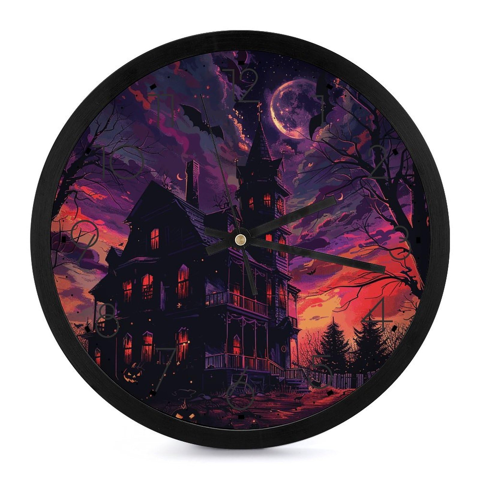 Horloge murale silencieuse de cuisine et salle de bain design noir