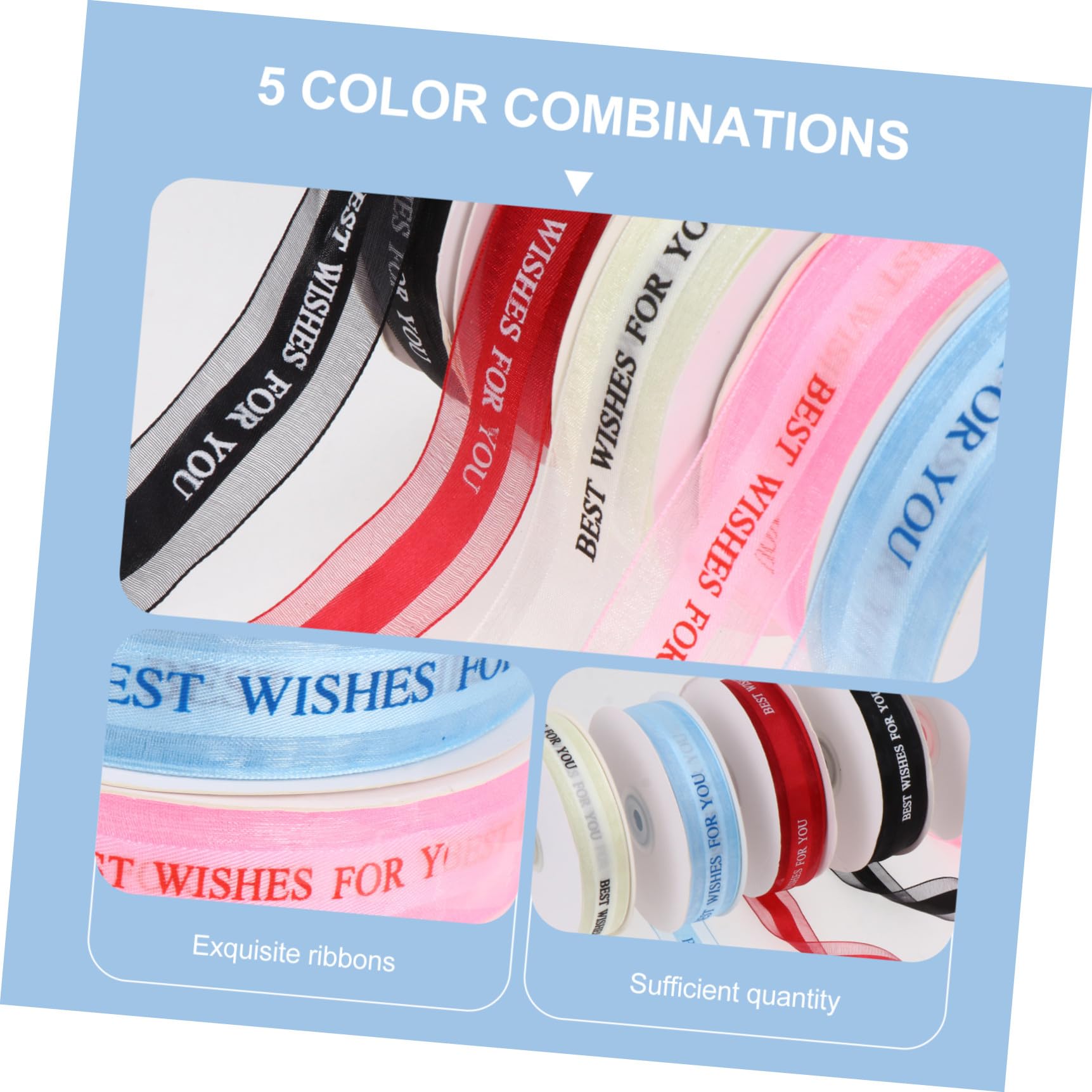 DOITOOL 5rouleaux Ruban Décoratif Pour Emballage Cadeau Ruban Créatif Satin Mariage Ou Fête Pour Couronne Ou Gâteau