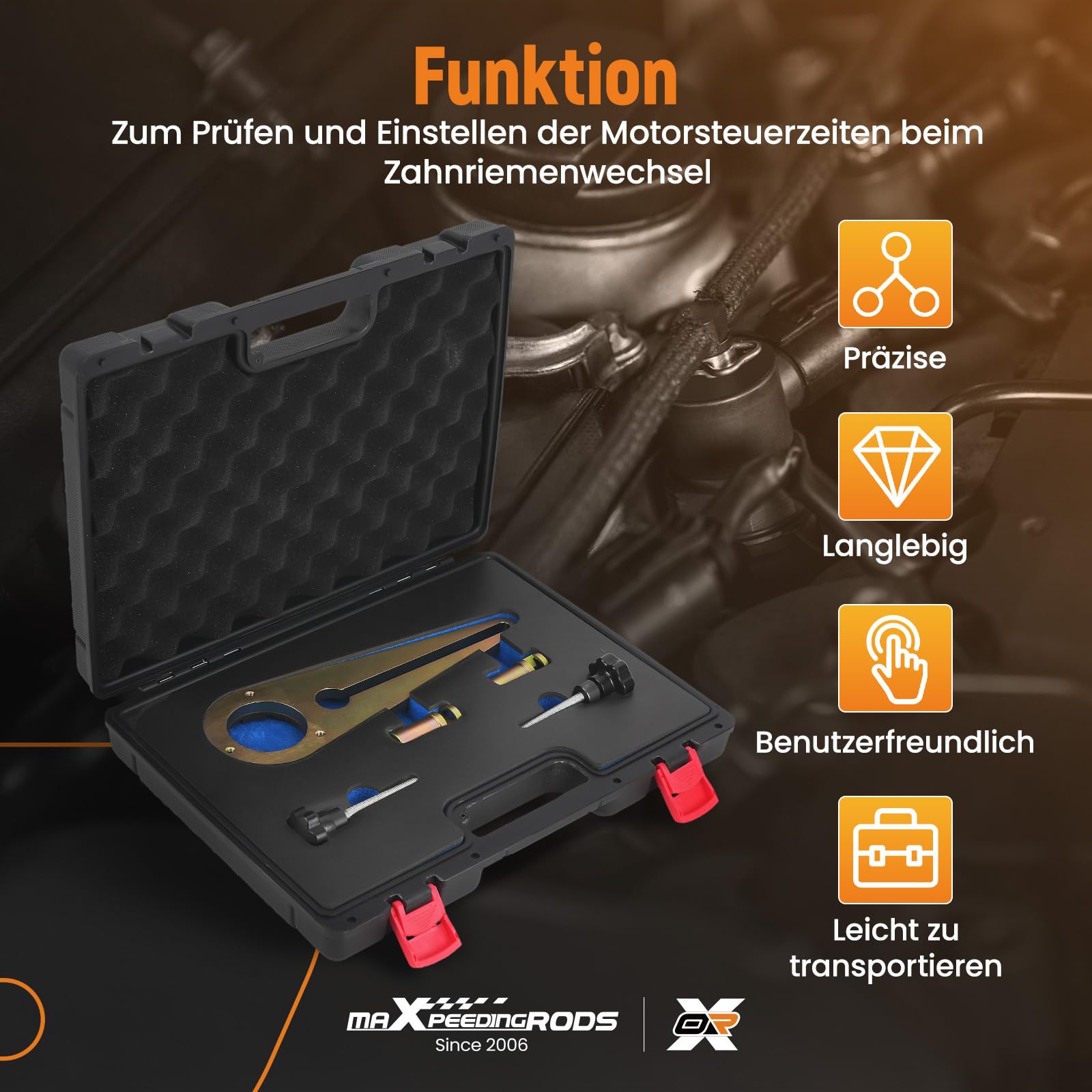 maXpeedingrods Set di attrezzi per pulegge albero motore per BMW N47 N57 | 117220/223 motore albero motore, strumento di regolazione del perno di bloccaggio, kit ammortizzatore di vibrazioni
