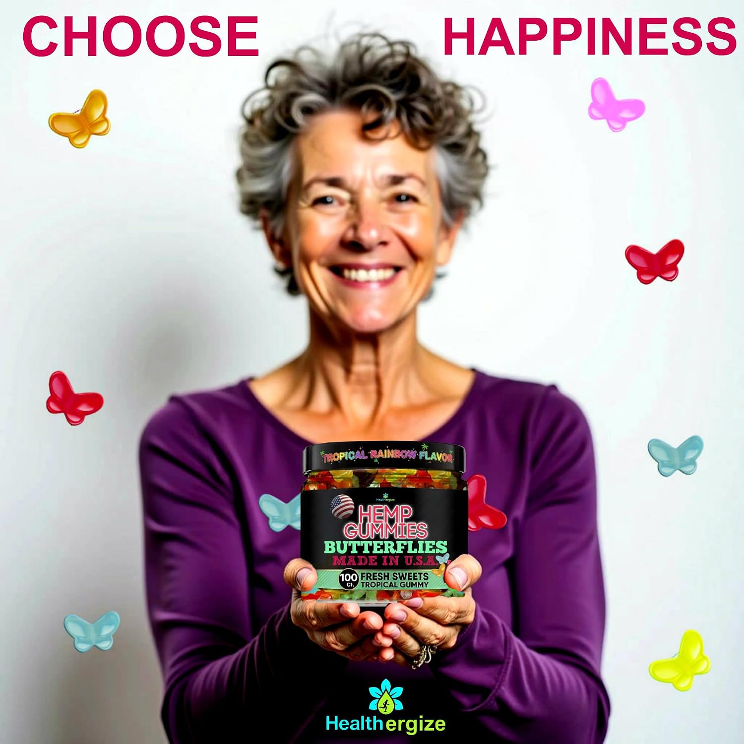 Hemp Gummies for Sleep Calm Night Peaceful Day Relaxation - Fruity Gummy Bear Edibles Candy-Made in USA -100 Butterfly Count