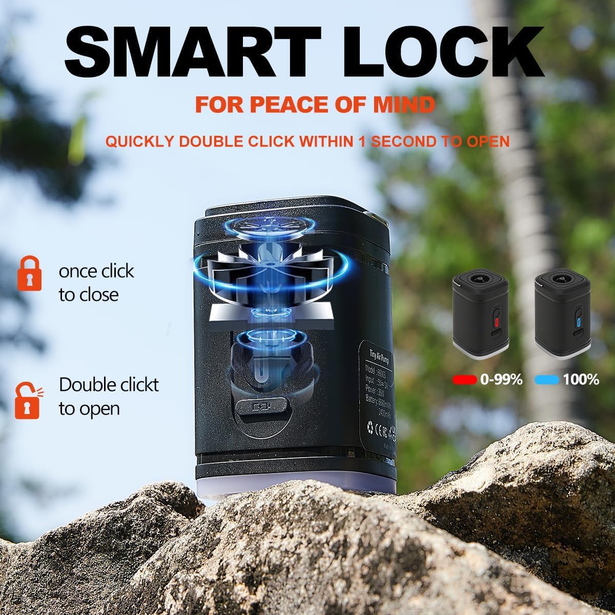 Portable Air Pump for Inflatables, Ultra-Mini Air Mattress Pump 4X with 2400mAh Battery & Camping Light,Wireless Air Pump for Outdoor Travel Swimming Rings, Pool Floats, Sleeping Pads,Vacuum Bag - Image 8