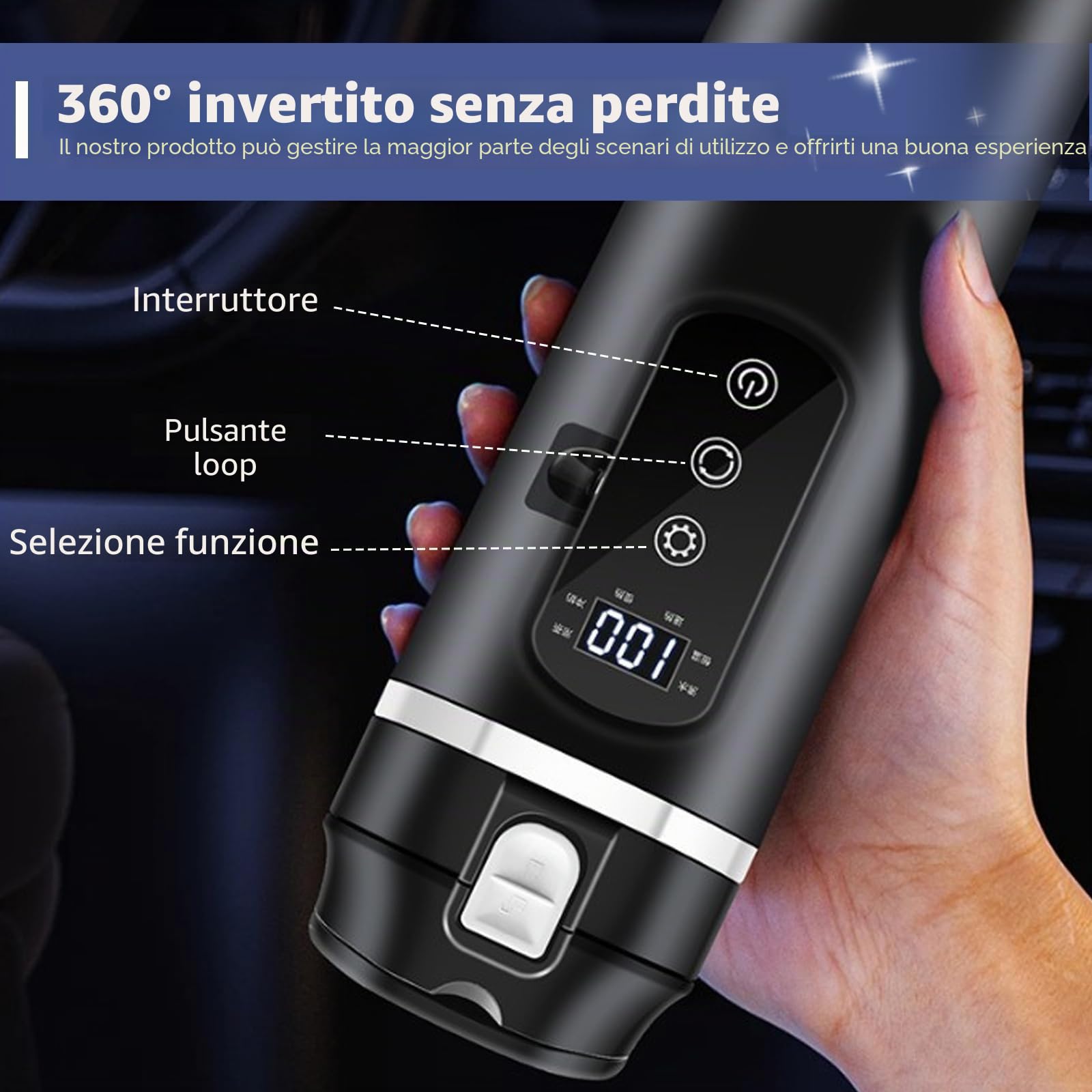 Bollitore elettrico da viaggio 12 V – 24 V per auto e camion, 500 ml in acciaio inox con accendisigari da 12 V per acqua calda e caffè