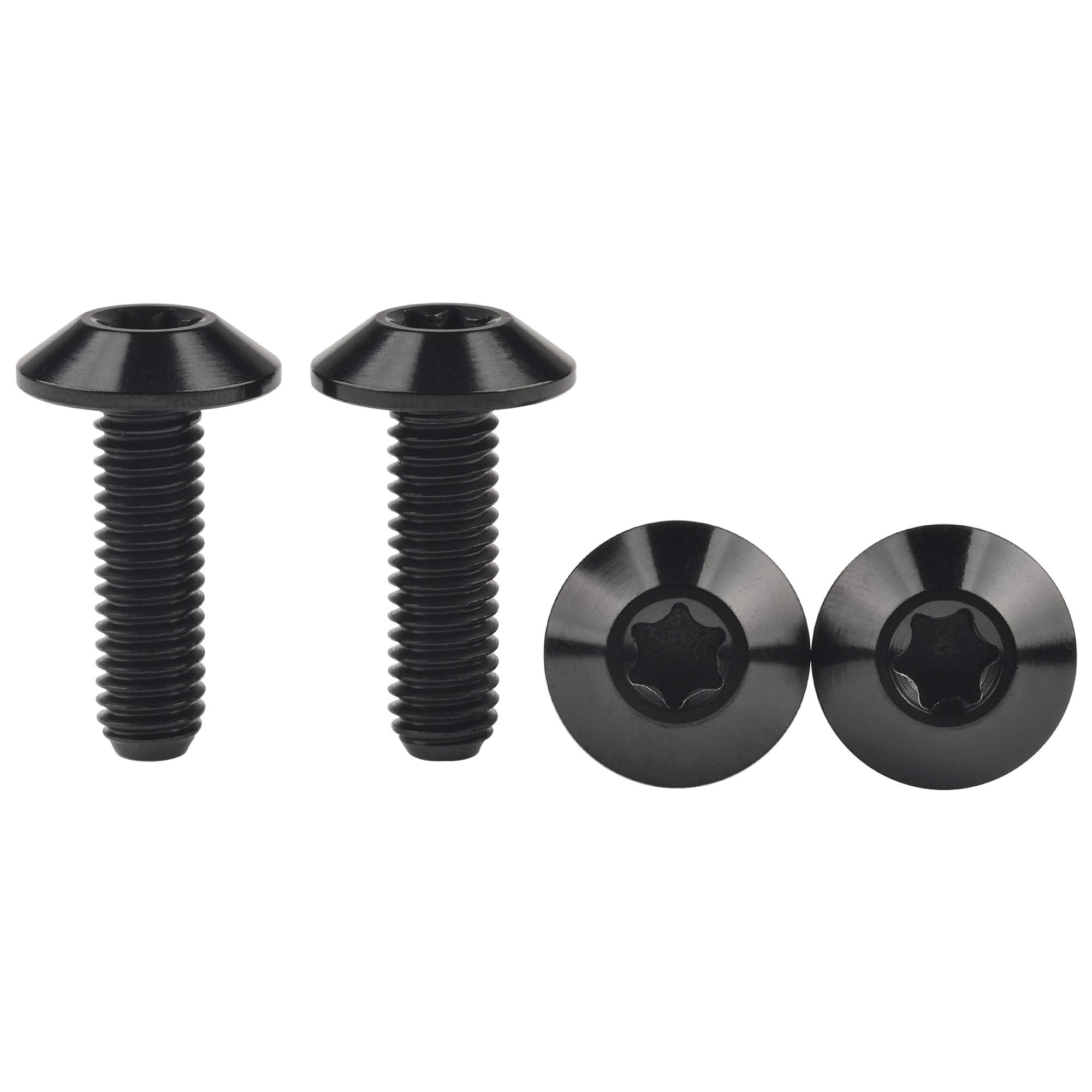 Wanyifa Titanium M4 M5 M6 10 12 15 20 25 30 35mm Button Torx Head Bolt Screw for Bicycle Motorcycle Pack of 4 (Black, M6x20mm)