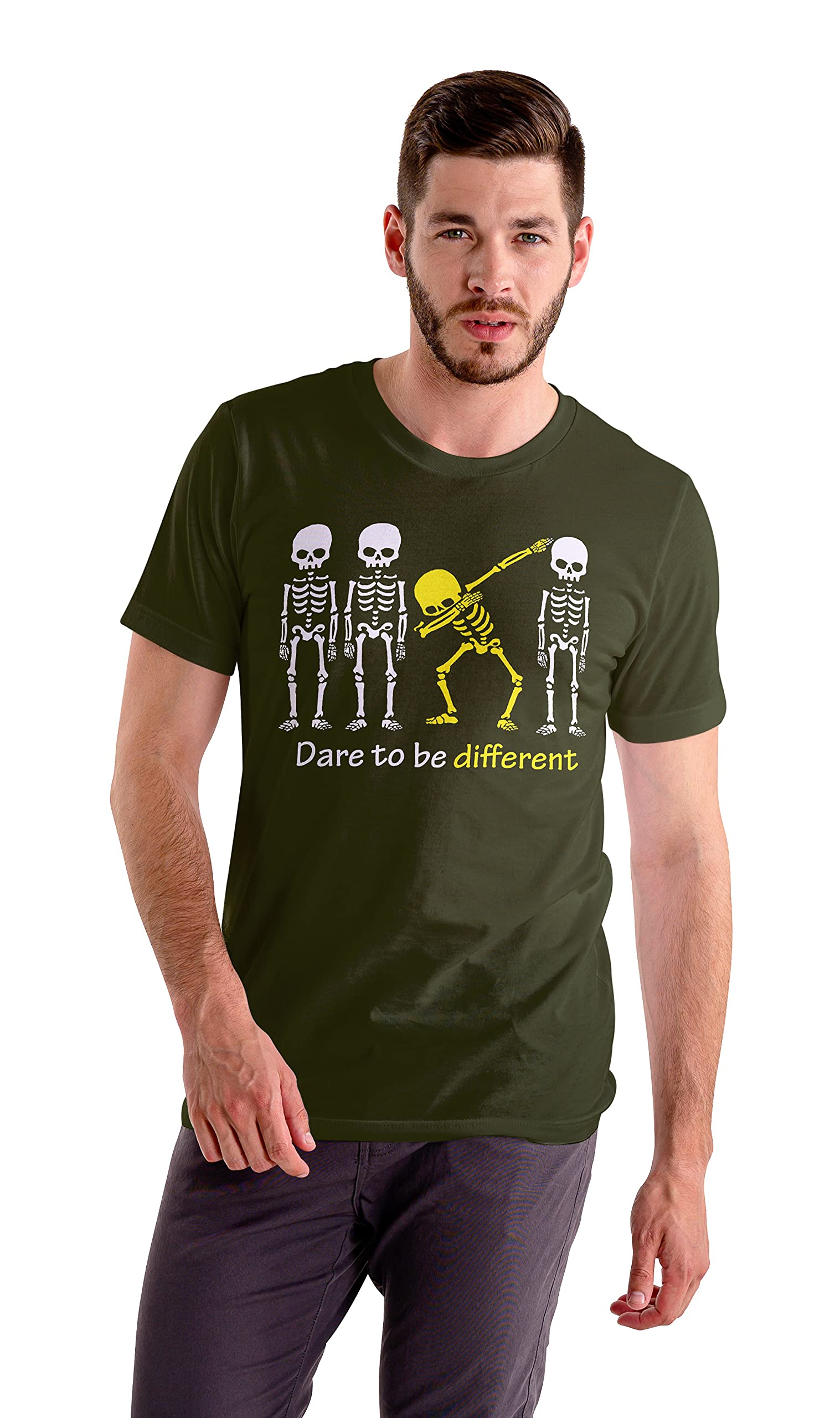 Men's Stylish Pure Cotton Graphic Print Round Neck T-Shirt - Different(Half Sleeves Black)