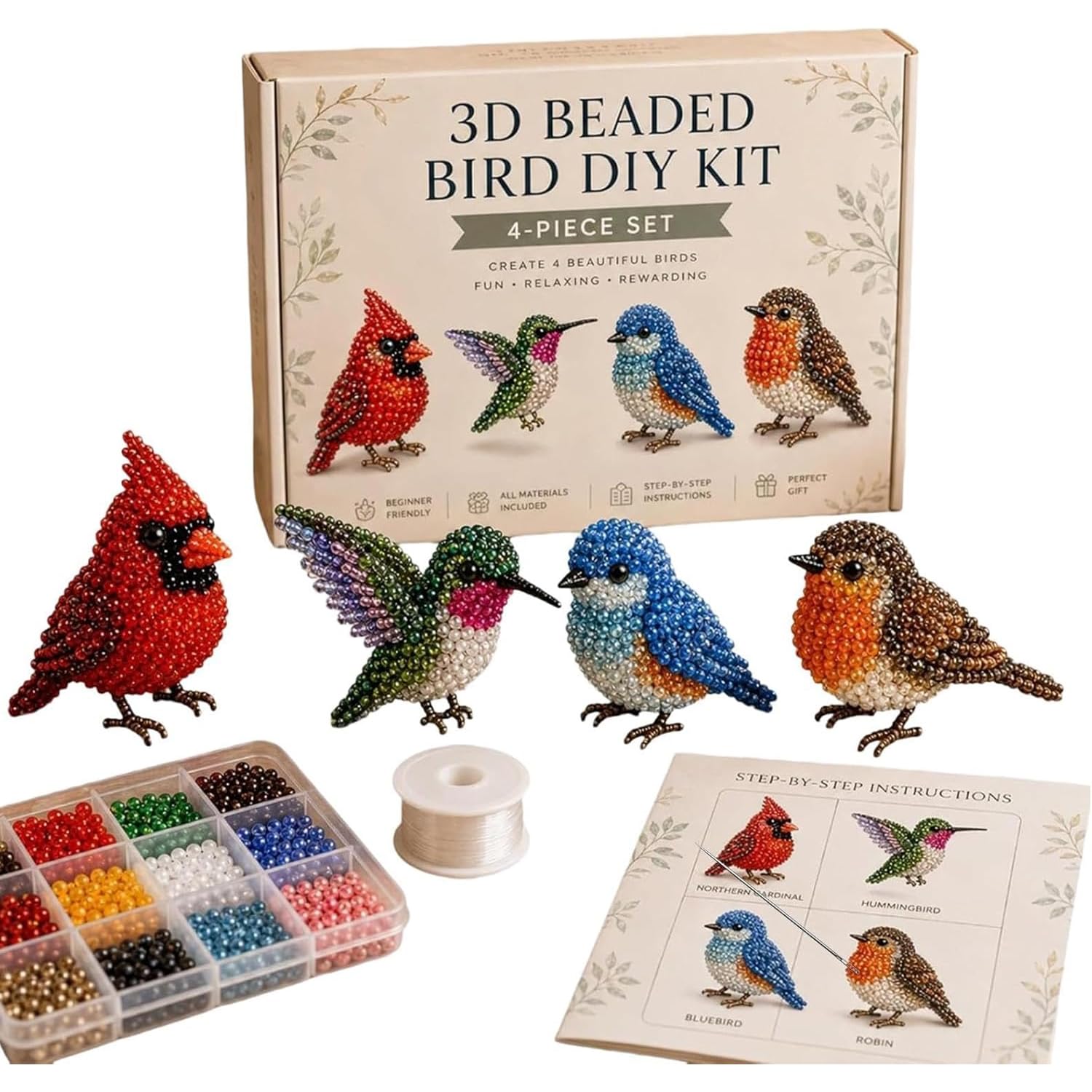 Photo 1 of YADUO Tiny 3D Beaded Animal DIY Kit, Backyard Birds