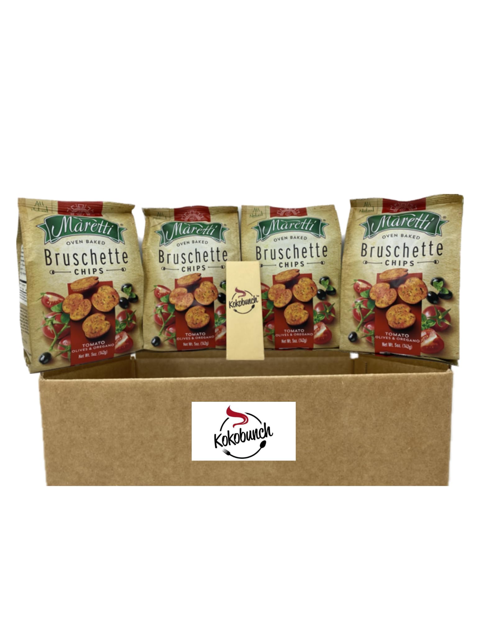 All Natural Bruschette Bruschetta Vegan Cracker Bruschettini Chips 4 PACK (5oz, Tomato Olive And Oregano)