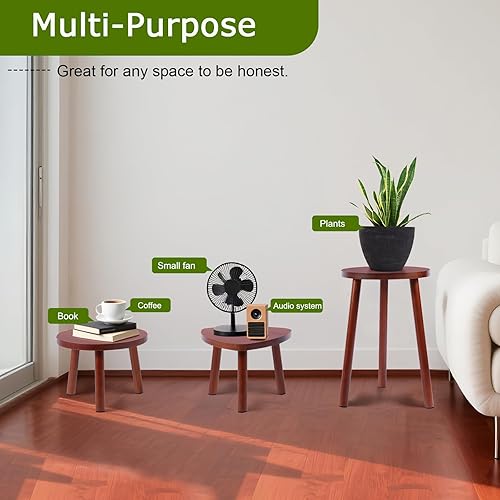 Miniatura 4 de Soporte para plantas de interior, paquete de 2 mesas individuales para interiores, soporte para maceta, estante multiusos para plantas para sala de