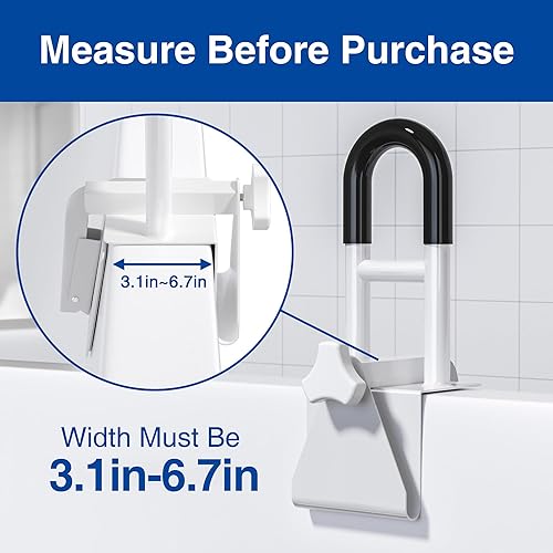 Miniatura 3 de Baranda de seguridad para bañera Asa de agarre para ducha para personas mayores, ancianos y discapacitados, se ajusta a paredes de bañera de 3.1 a