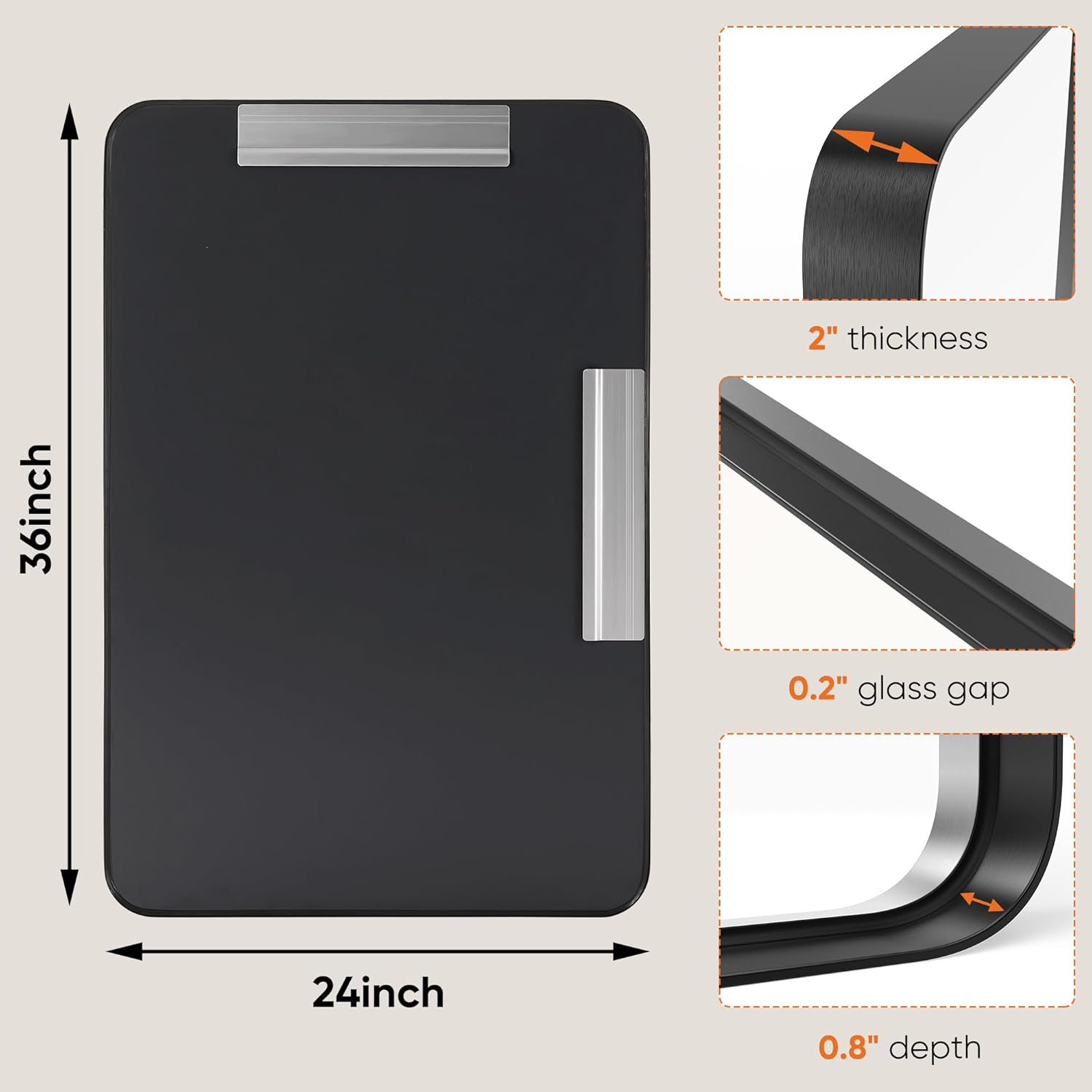 24x36 Black Vanity Mirror for Bathroom Sink Rectangular, Anti-Rust Matte Black Framed Bathroom Mirrors Wall Mounted for Over Sink, Hang Vertically or Horizontally