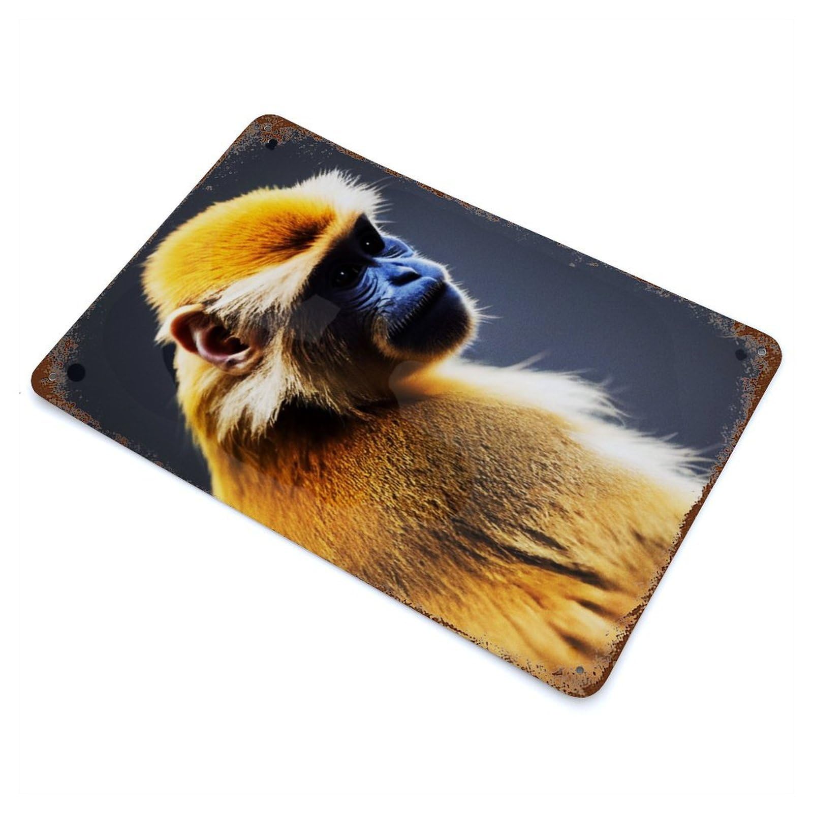 Yellow Monkey Retro Metal Sign 11.8"x7.9", Classic Wall Plaque for Basement, Hobby Room And Garage Decor
