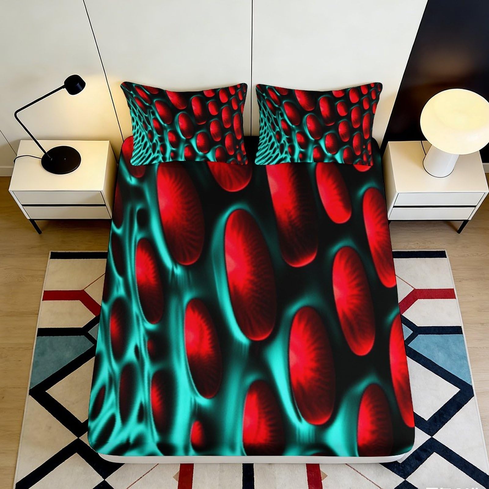 Uynsixtme Style-7 3D Printed Sci-Fi Hole Pattern Fitted Sheet Microfiber Deep Pocket Full Wrap For Adults Teens Bedroom Bedding Sci-Fi Mattress Fitted Cover Non-Slip Washable 90X200x25cm