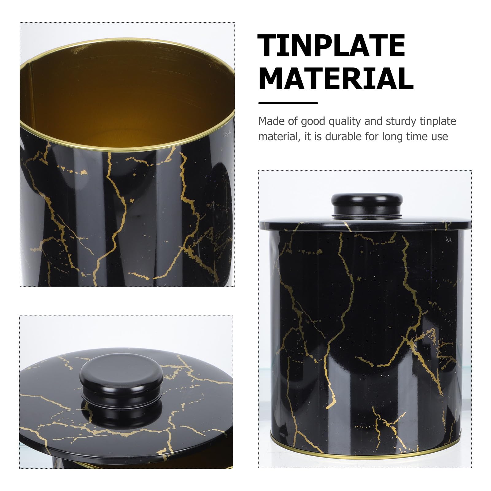 NUOBESTY Set 2 Pezzi Biscottiera in Latta Nero Design Nordico, Contenitore Biscotti e Caramelle con Coperchio, Leggero e Decorativo per Casa e Festa