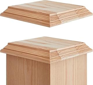 Geetery 2 Pcs 6 x 6''/ 5 x 5'' Wood Newel Post Cap Pyramid Design Fence Cedar Top Post Cap for 5 Inch/ 6 Inch Fence Topper Top Rot Resistant for Outdoor Wooden Fences