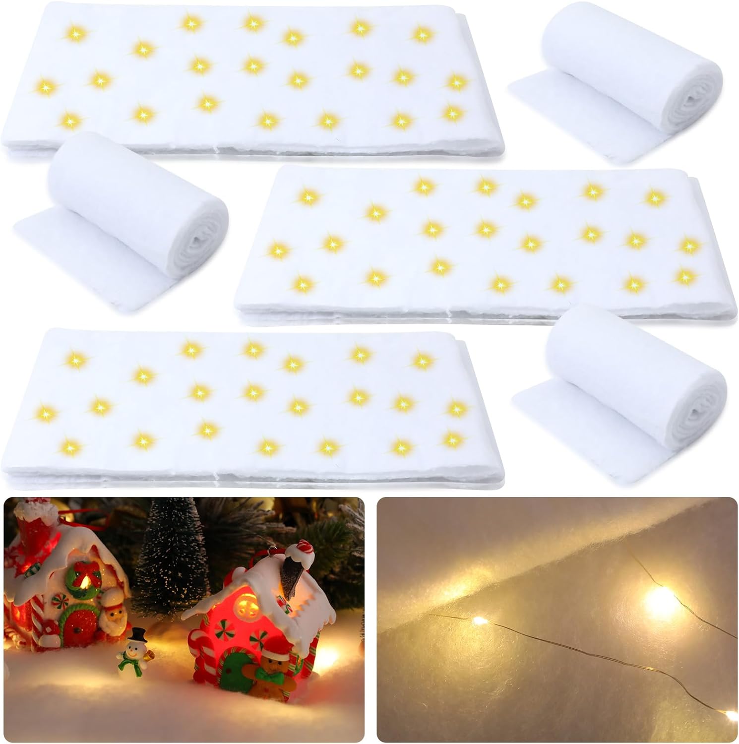Sets of 3 Christmas Snow Blanket with LED Lights 10 Ft x 15