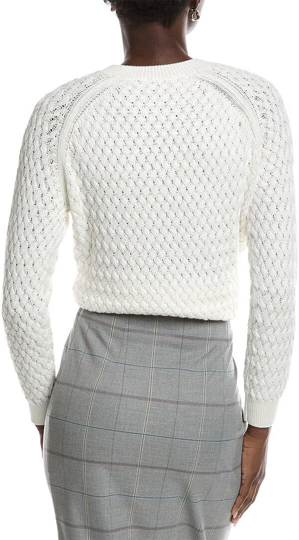 BOSS Womens Fino Woven Cotton Relaxed Fit Sweater - Image 2