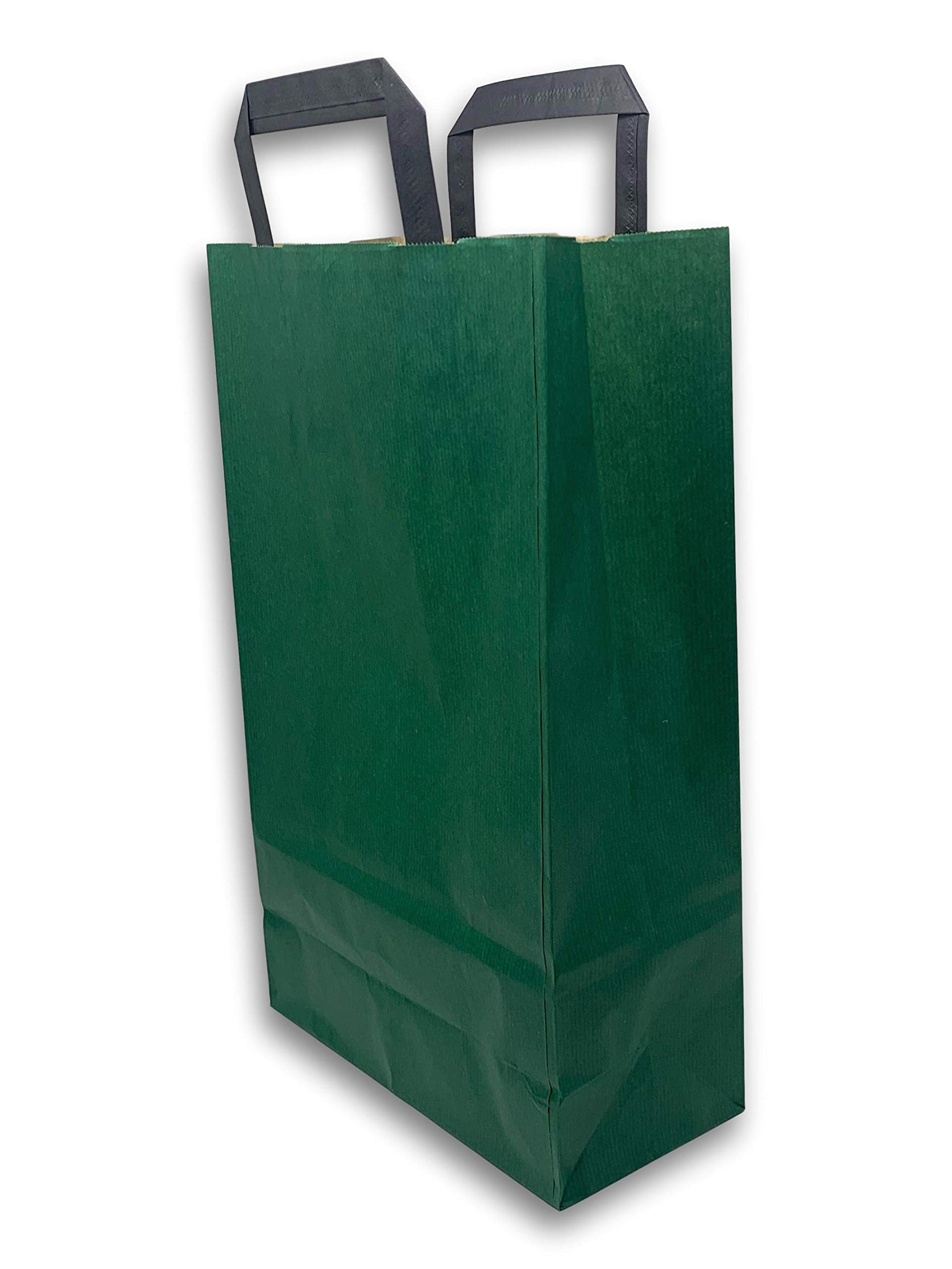 250 Sacs Papier VERT 36 x 22 x 10.5 cm sac Cadeau de fête Sacs Cadeau Sac Traiteur Sac en Papier avec poignée pour Anniversaire, Noël, sac cabas, célébrations de Mariage et fête