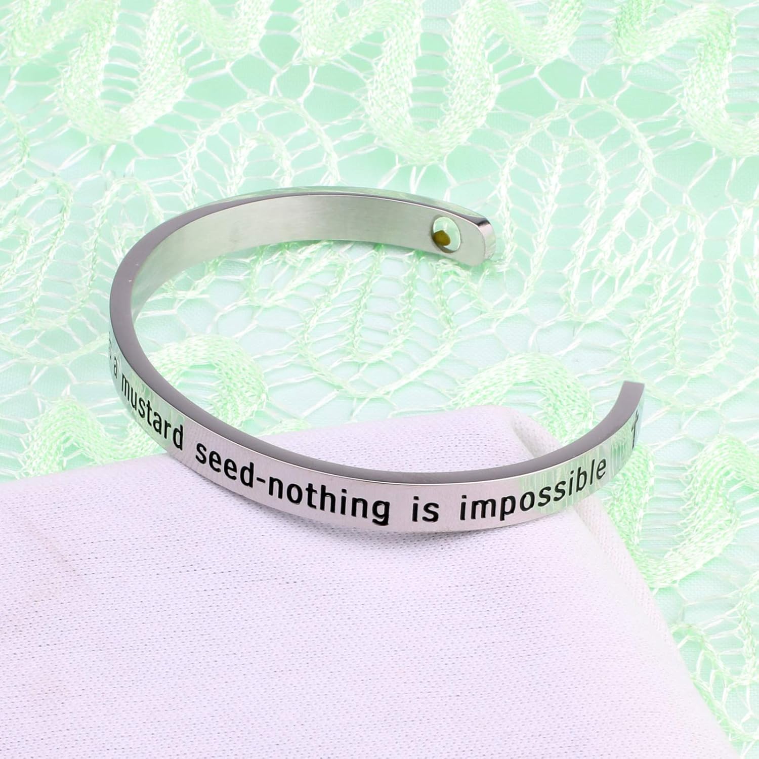 Inspirational Christian Gift Mustard Seed Cuff Bracelet Bible Verse Religious Jewelry - Image 4
