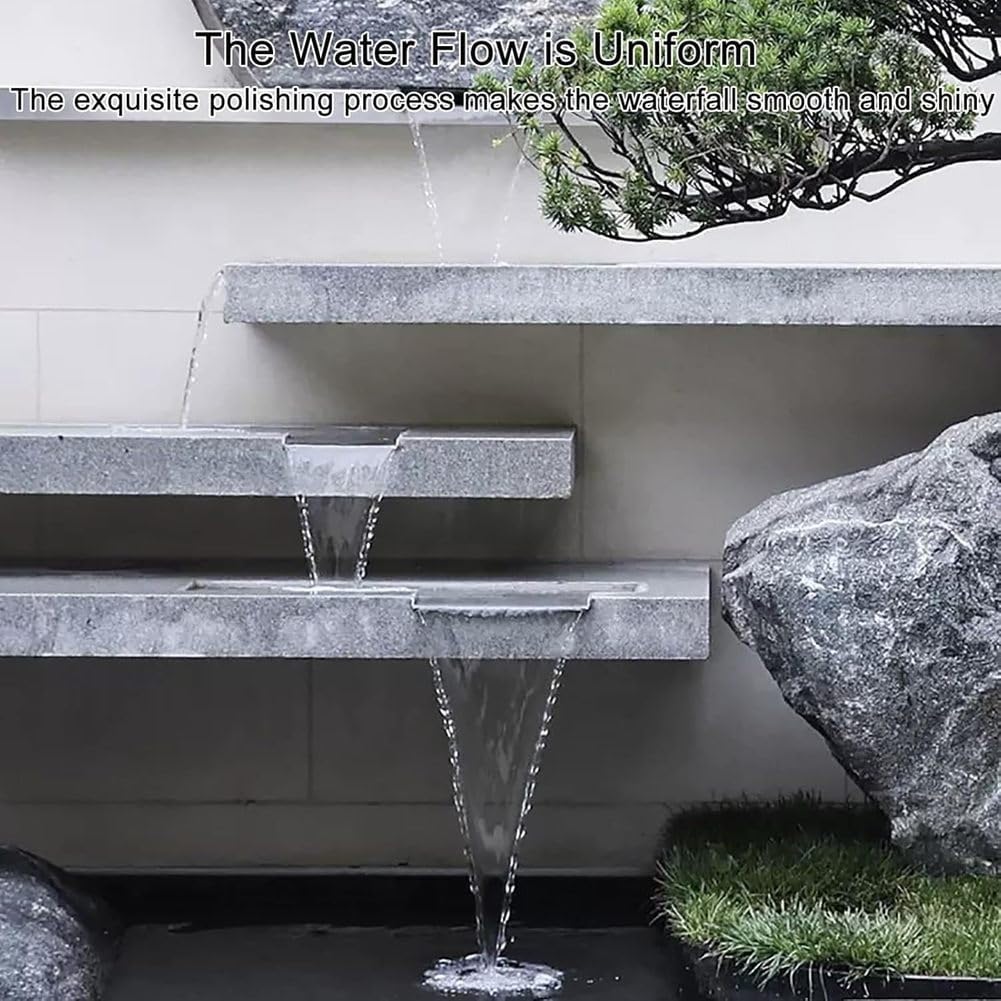 Stainless Steel Waterfall Fountain Kit - Elegant Indoor/Outdoor Water Feature for Garden & Patio, Relaxing Spillway Design