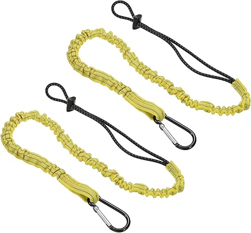 Miniatura 1 de PATIKIL Cordón para herramientas con gancho a presión, paquete de 2 correas de seguridad de 35 pulgadas para protección contra caídas, amarillo