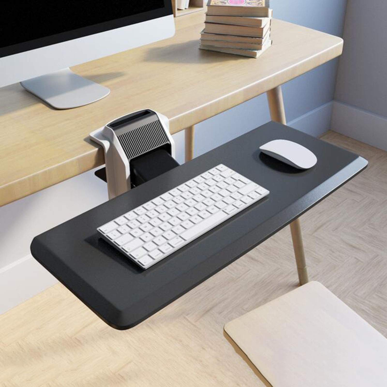 Ergonomia Szuflada Na Klawiaturę Pod Biurkiem, Regulowana Półka Na Klawiaturę, Klawiatura Komputerowa I Podstawka Pod Mysz, Szuflada Na Klawiaturę, Regulowana Wysokość/Kąt Nachylenia (Czarny)