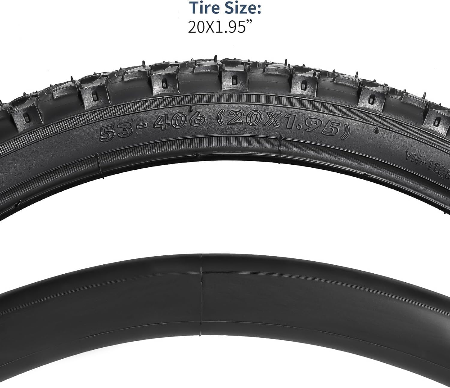 YUNSCM 2-PCS 20" Bike Tires 20 x1.95/53-406 and 20" Heavy Duty Bike Tubes Schrader Valve Compatible with Mountain Bike 20x1.90 20 x 1.95 20x2.0 Bicycle Tires and Tubes (Y-906)