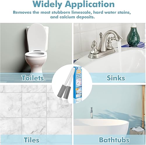 Miniatura 6 de Paquete de 2 piedras pómez para limpieza de inodoros con mango extra largo, cepillo de inodoro de piedra pómez premium, removedor de manchas de agua