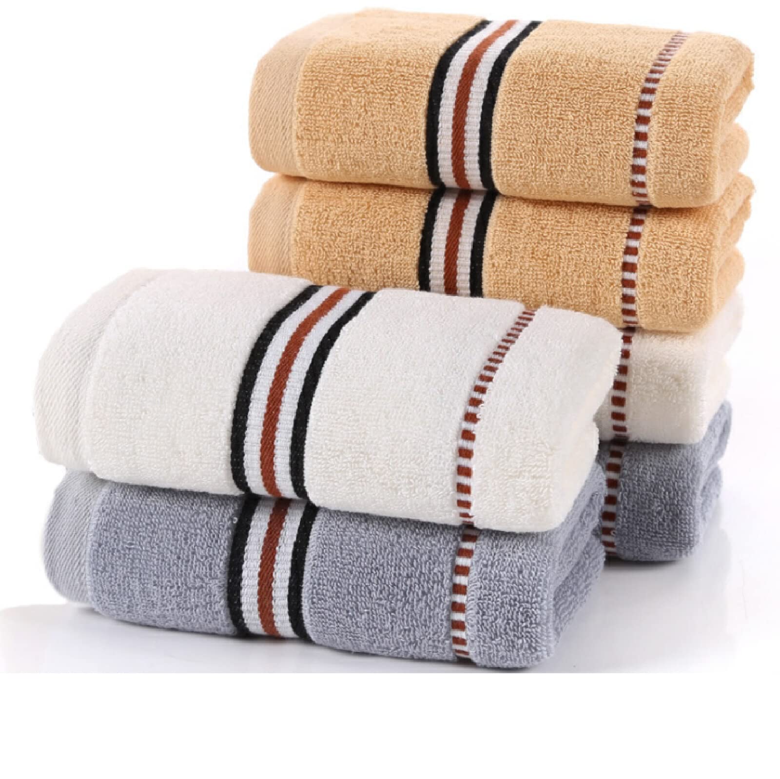 Asciugamani da 6 pezzi in 100% cotone, asciugamani assorbenti per il viso per l'uso quotidiano a casa,Grigio A,34 x 74 cm,Lusso asciugamano da bagno Cotone biologico,Ultramorbidi e Super Asciugam