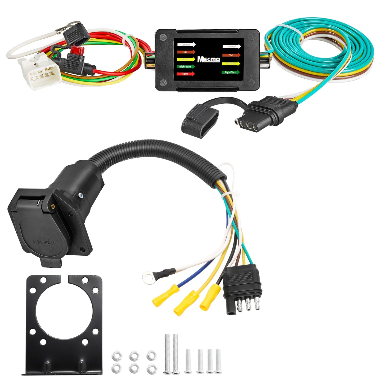Amazon.com: MECMO 4 Pin to 7 Pin Vehicle-Side Trailer Light