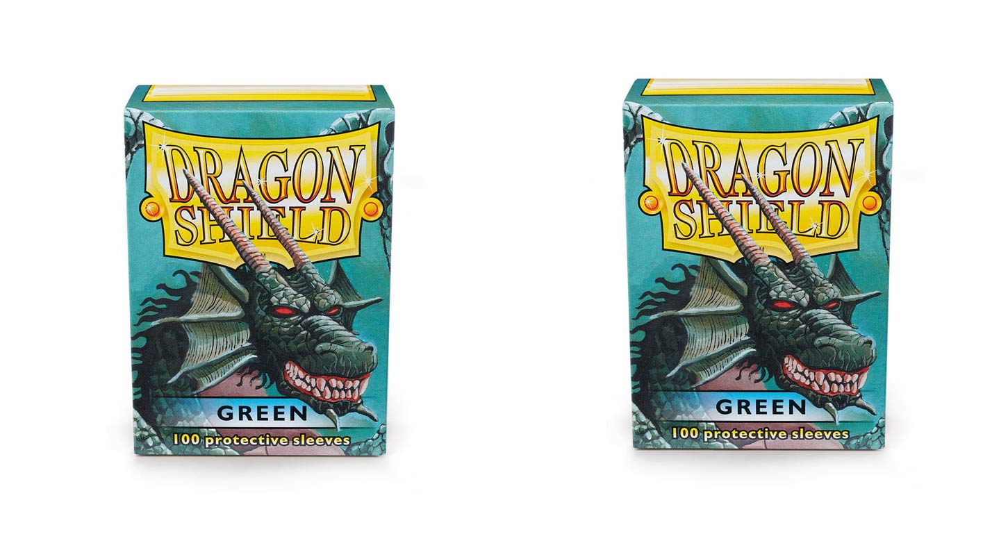 2 Packs Dragon Shield Classic Green Standard Size 100 ct Card Sleeves Individual Pack